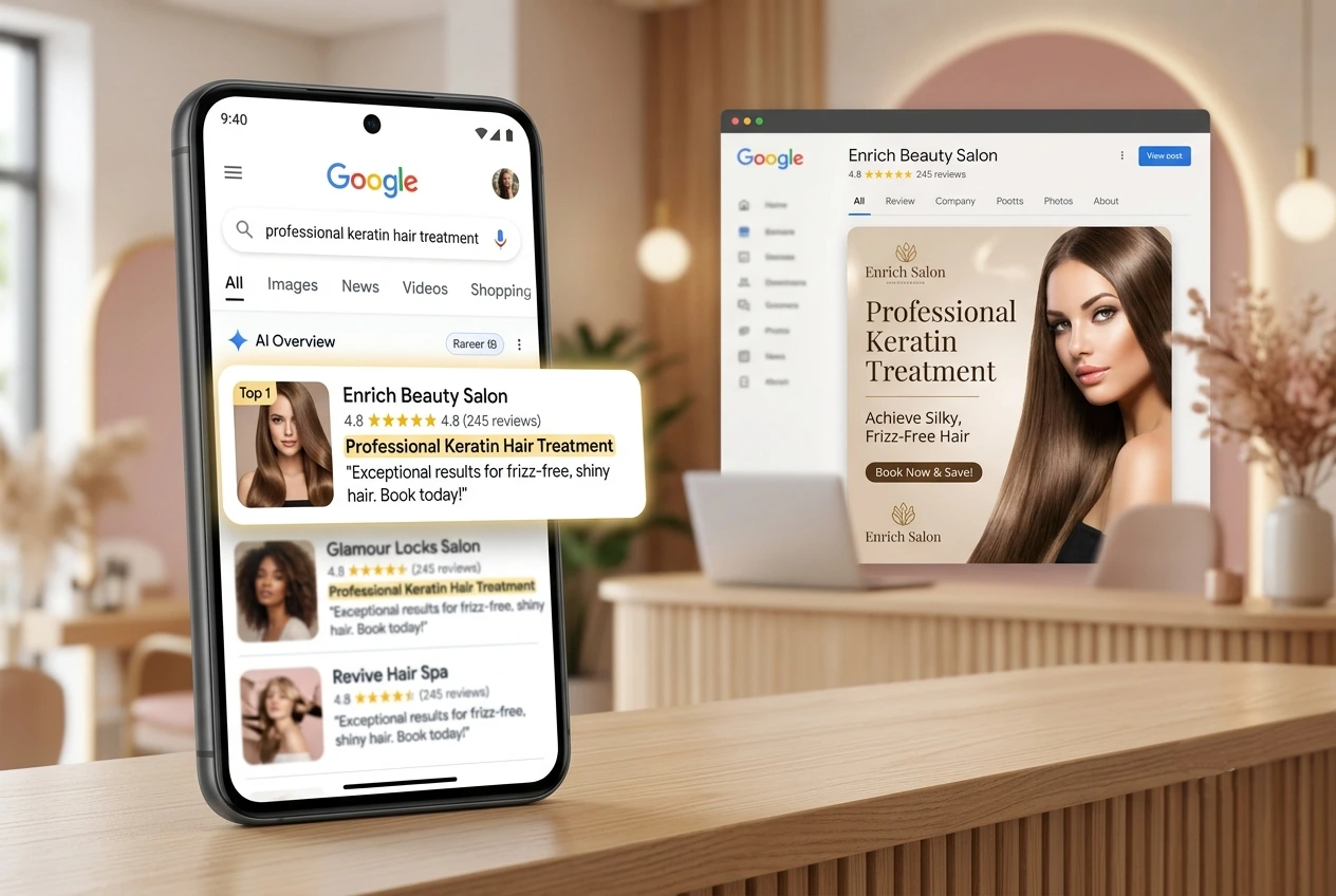 Buzl interface showing competitor keyword analysis and optimization posts
